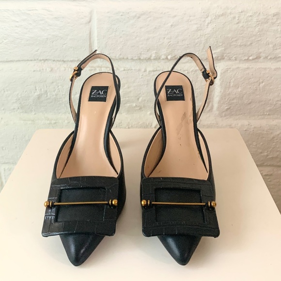 Zac Posen Black Buckle Heels - Picture 1 of 3